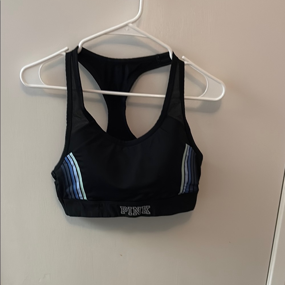 PINK Victoria's Secret Black Racerback Sports Bra